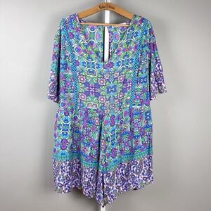 Rusttydustty Shorts Romper Womens 4XL Bright Floral‎ Print One Piece Viscose